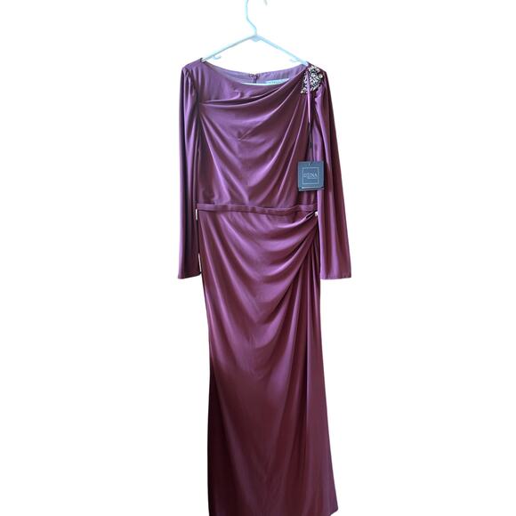 Ienna 55695 for MacDuggal purple mauve long sleeve gown dress size 10 - Picture 4 of 12